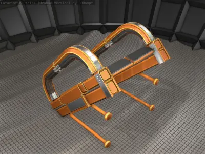 Sci-Fi Stairs - 9 - Orange Version Low-poly 3D model