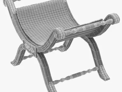 Restoration Hardware 18TH C NEOCLASSICAL UPHOLSTERED STOOL 3D model