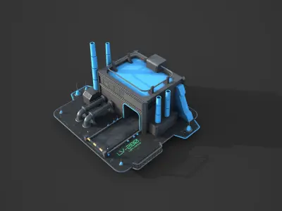 Vehicles Factory for RTS Games Low-poly 3D model