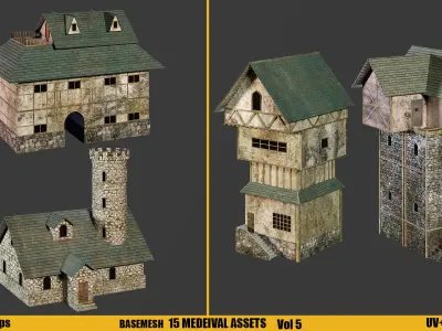 Kitbash Medieval Assets With Textures Vol 5 Low-poly 3D model