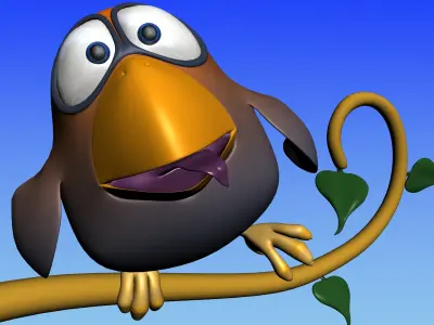 Cartoon Bird Rigged Low-poly 3D model