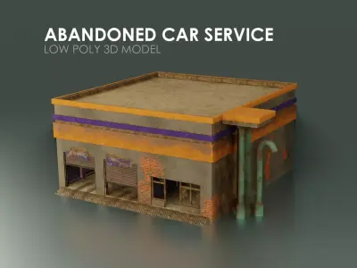 Abandoned car service Low-poly 3D model