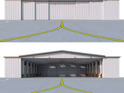 Airplane hangar for business aviation Low-poly 3D model