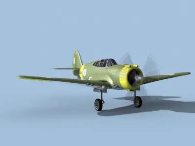 Curtiss H-75C Mohawk German Captured 3D model
