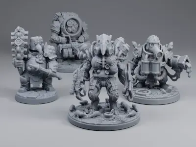 Grimdark Plague Squad Bundle - 8 Pre-Supported 32mm STLs 3D print model