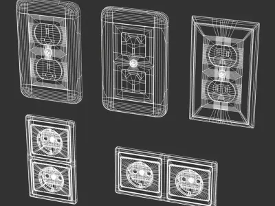  Five Electrical Power Outlet Models, White 