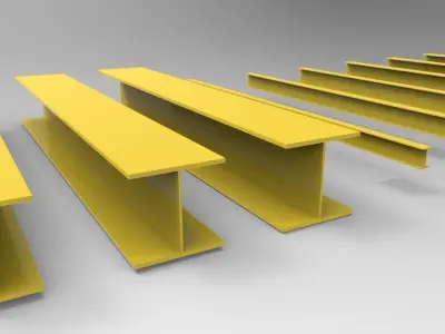 Steel Sections Collection HEA and IPE Low-poly 3D model