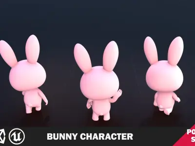 Funny Bunny Character Lowpoly Low-poly 3D model