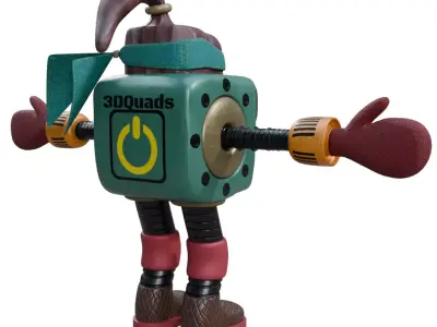 Cube Head Robot Low-poly 3D model