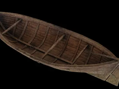 Wooden Boat Low-poly 3D model