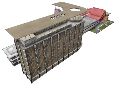 Riau provincial governor office indonesian Low-poly 3D model