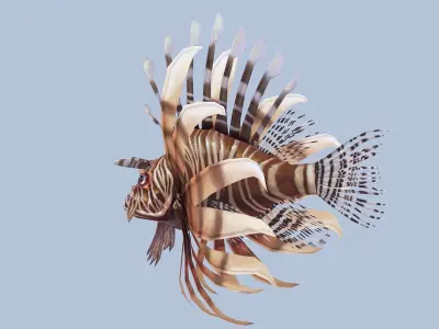 animated lionfish Low-poly 3D model