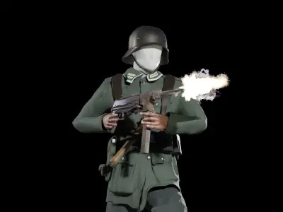 World War 2 German Soldier - Rigged Low-poly 3D model