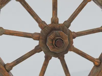 Wagon Wheel 8 Low-poly 3D model