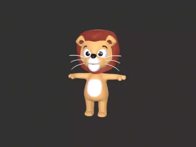 Cartoon 007 Character Lion Cute Low-poly 3D model