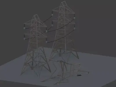 Big Power Lines Free Asset Pack Free low-poly 3D model
