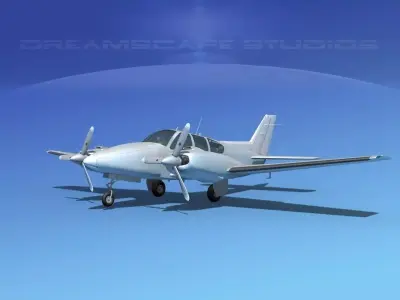 Beechcraft B55 Baron Bare Metal 3D model