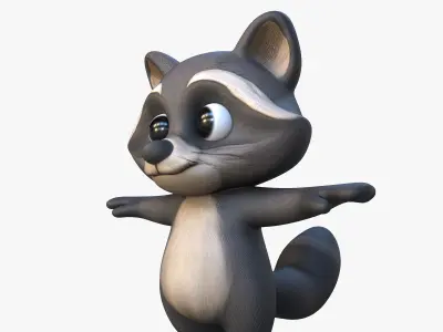 Cartoon Raccoon Low-poly 3D model