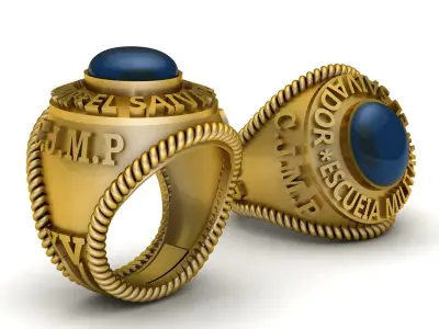GOLD SPANISH ARMY MILITARY RING 3D PRINTABLE MODEL 3D print model