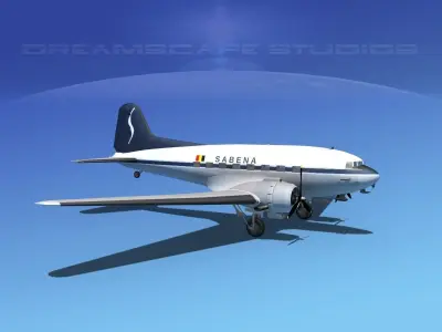Douglas DC-3 Sabena 3D model