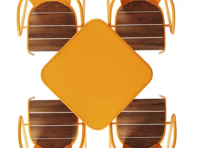 BICA set four orange chairs and table Free 3D model