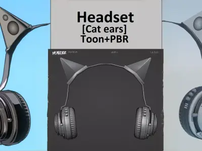 Cyberpunk Cat-Ear Robotic Girl Low-poly 3D model