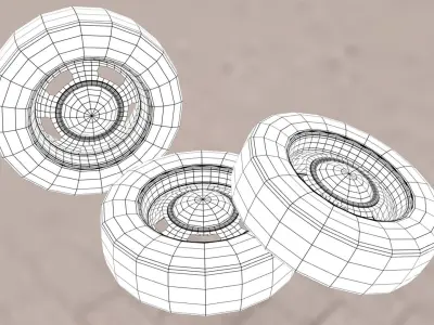 Fiat 500 wheel Low-poly 3D model