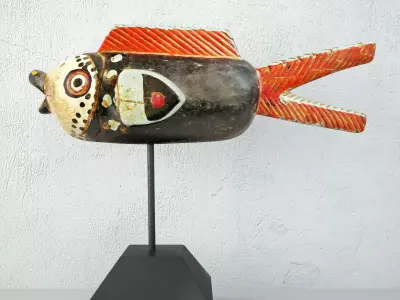 Mali Wood Bozo Fish Puppet 2 3D model