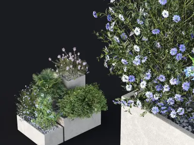 HQ Tree and bush garden box outdoor VOL 07 Free 3D model