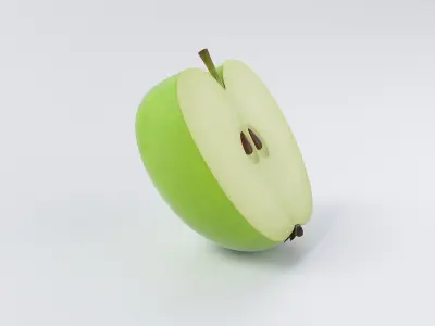 Cartoon Green Apple Half 3D model