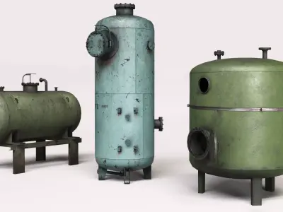 Industrial tanks set Low-poly 3D model