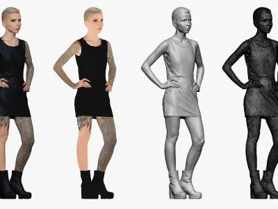 001505 blonde girl with tattoo 3D model