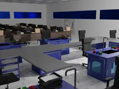 Laboratory Interior Low-poly 3D model 2