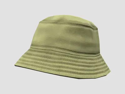 Bucket hat - khaki Low-poly 3D model