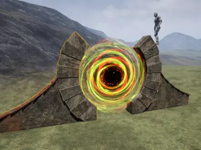 Teleporter game-ready low poly brick wall Low-poly 3D model