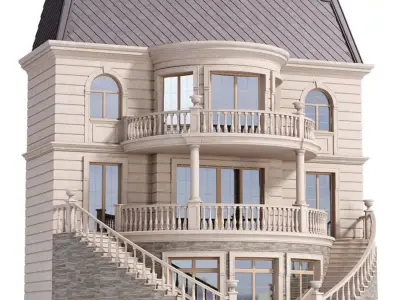 Classic facade of a private with decors 3D model