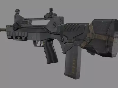 Famas F1 Assault Rifle Game Ready Low-Poly 3D Model Low-poly 3D model