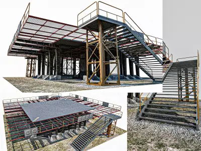 Warehouse And  Helipad Low-poly 3D model