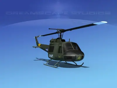 Bell UH-1B Iroquois US Army CAV2 3D model