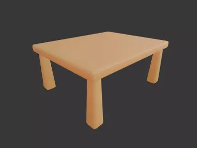 Cute Stylized Square Table Minimalist 3D Furniture Model Low-poly 3D model