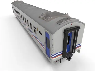 Carriage amtrak train car Low-poly 3D model