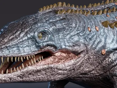 Low poly Realistic Dinosaur - Mosasaur Low-poly 3D model