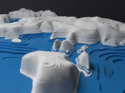 Topological World Map 3D model