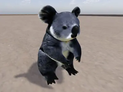 Koala with separate Nose and Eyes prim Free low-poly 3D model
