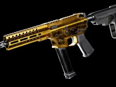 Low Poly CMMG Banshee 10mm Assault Rifle Low-poly 3D model