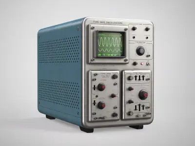 Retro Oscilloscope - Old Laboratory Computer Gameready Low-poly 3D model
