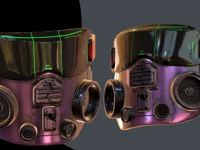 Gas mask helmet 3d model scifi Low-poly Low-poly 3D model