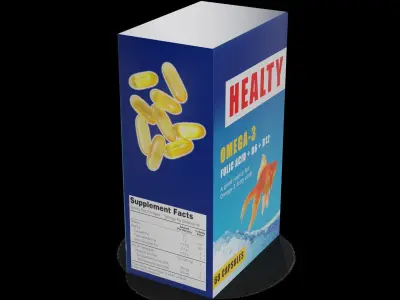 Nutritional supplements Omega-3 Fish Oil Capsules Low-poly 3D model
