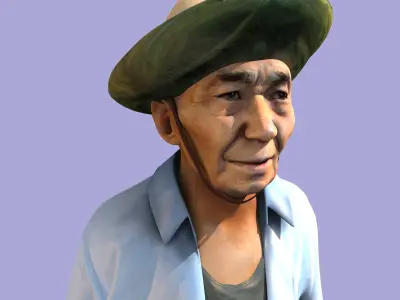 Character Set old man wearing hat 3D model