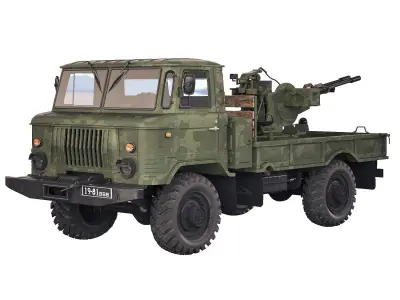 GAZ 66 with ZU-23-2 1970 3D model